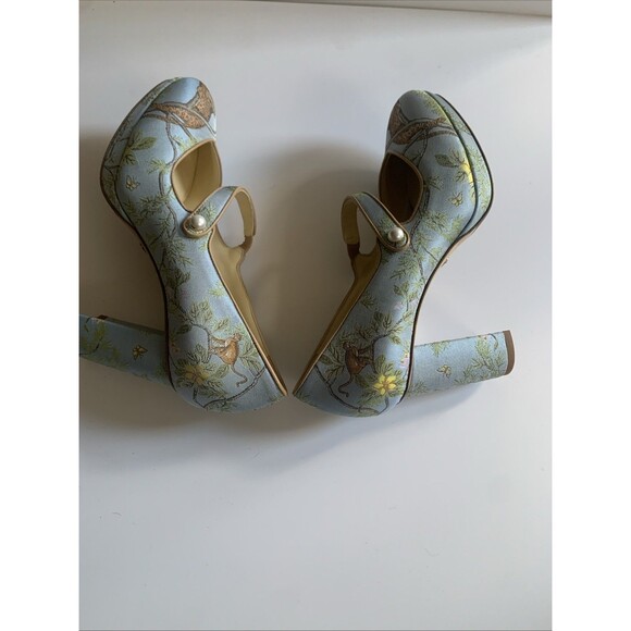 Sarah Flint X Gracie Perfect Mary Jane Platform 85 Pump Jacquard Tropics 39(8.5) - Picture 10 of 16